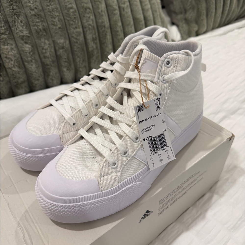 Adidas Women's Bravada 2.0 Mid Platform White Sneakers